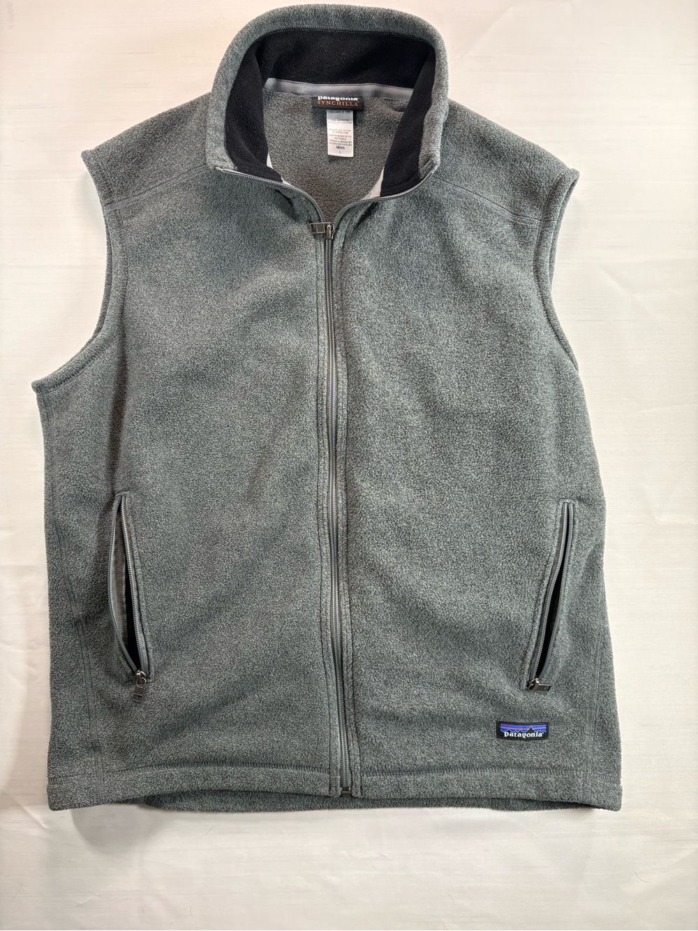Patagonia Synchilla Mens Large Gray Full Zip Fleece Vest